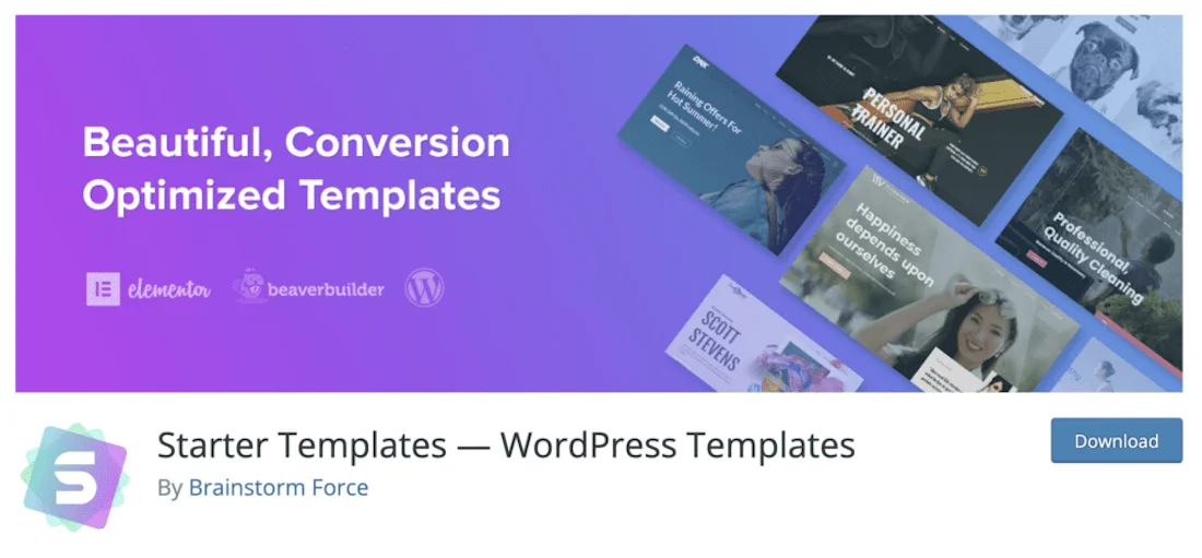 starter templates wordpress plugin for astra theme