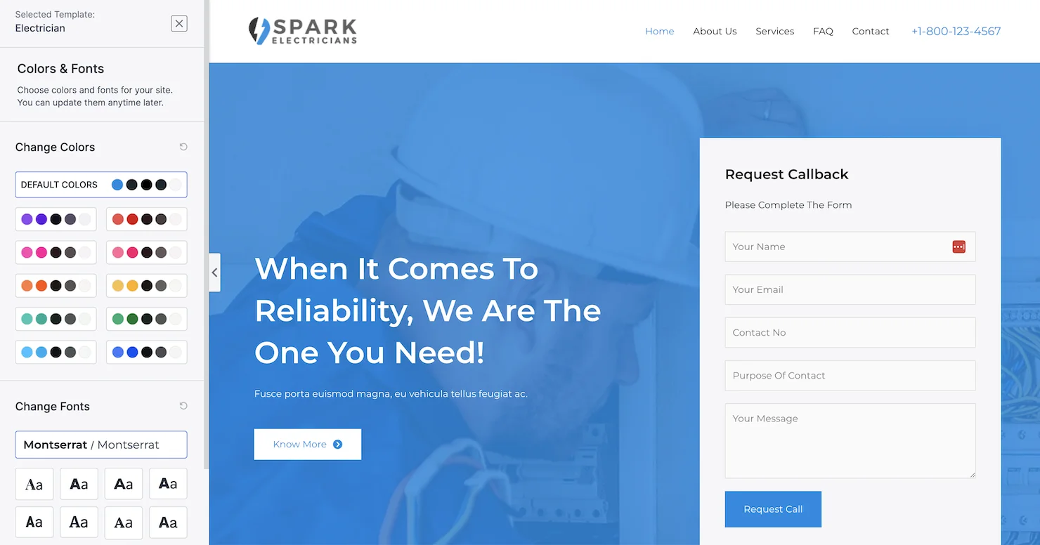 astra wordpress theme starter templates colors and fonts options
