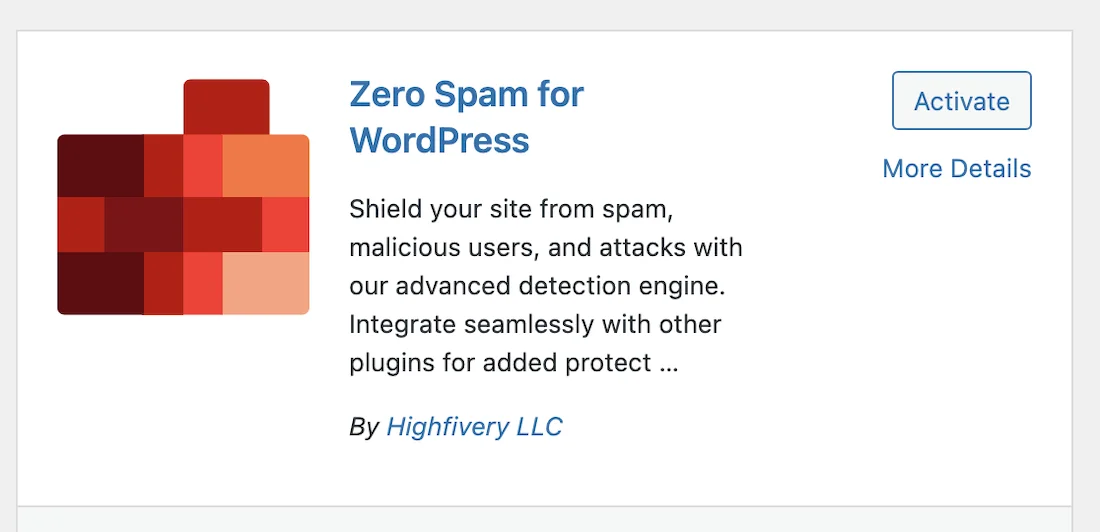 WordPress Zero Spam Plugin