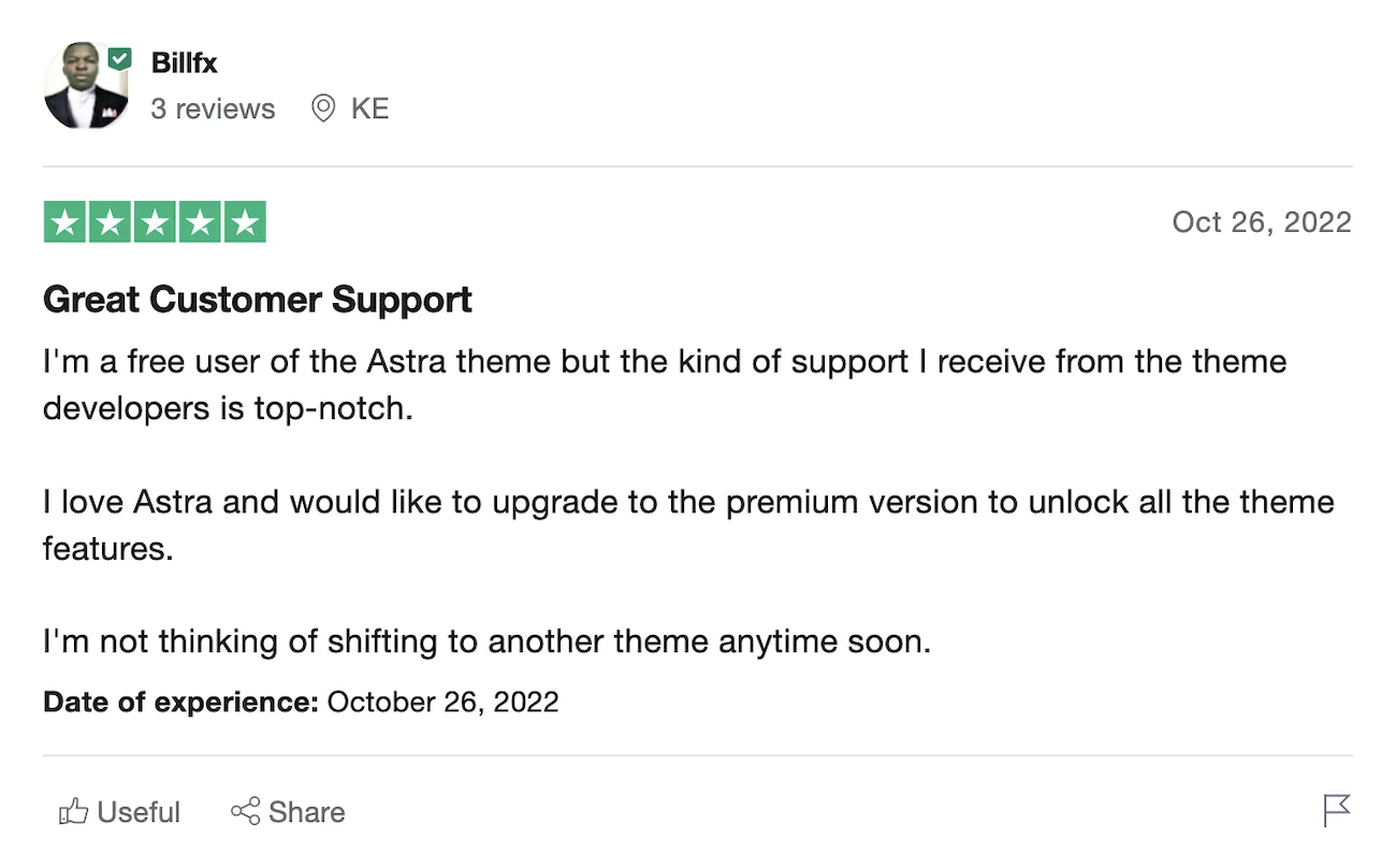 Astra Theme Tutorial – Trustpilot Review Image
