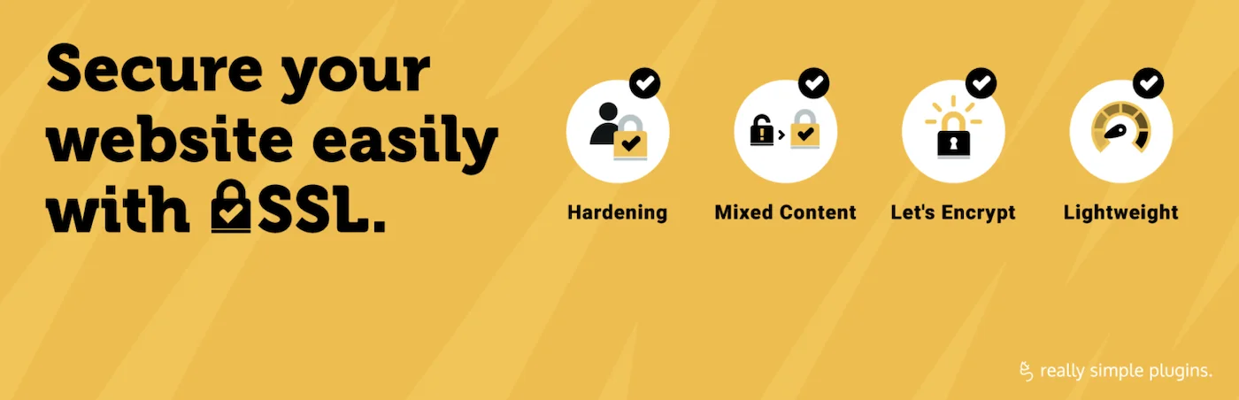 A screenshot of the "Really Simple SSL" Plugin for WordPress.