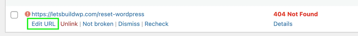 Hover over broken link title and click Edit