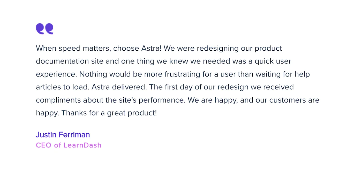 learndash ceo testimonial astra theme