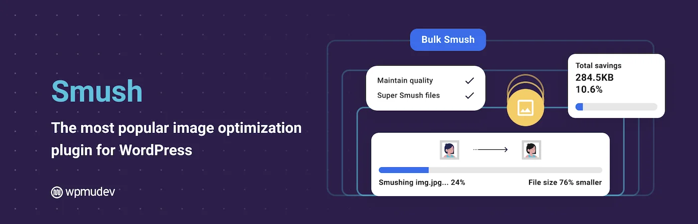 A screenshot of the "Smush" Image Compression Plugin for WordPress.